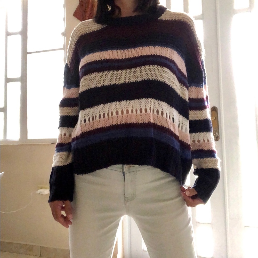 Charlotte Russe Striped Pullover - Picture 1 of 8